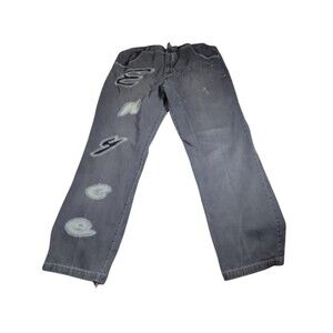 Vtg Y2K Enyce Baggy Patchwork Faded Black Jeans Men's 38x34